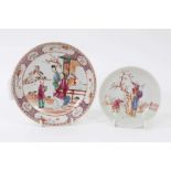 A Chinese famille rose saucer dish and a saucer, Qianlong