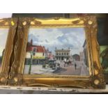 D Pinto - pair oils on canvas in gilt frames street scenes