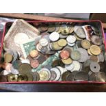 Collection of GB and world mixed coins and banknotes