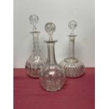 Three Edwardian cut glass decanters