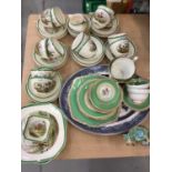 Copeland Spode hunting series teaset, Paragon porcelain tea set, a Royal Doulton porcelain figure As