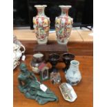 Sundry items, including a pair of Satsuma vases, studio pottery, etc