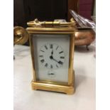 20th century French brass carriage clock