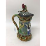 Victorian Minton Majolica 'Tower' jug, impressed marks for 1873, 33cm height