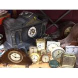 Black slate mantel clock, together with 1930's mantel clocks and various other clocks