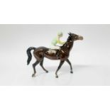 Beswick Racehorse and Jockey, colourway no. 2, (walking Racehorse) model no. 1037, designed by Arthu