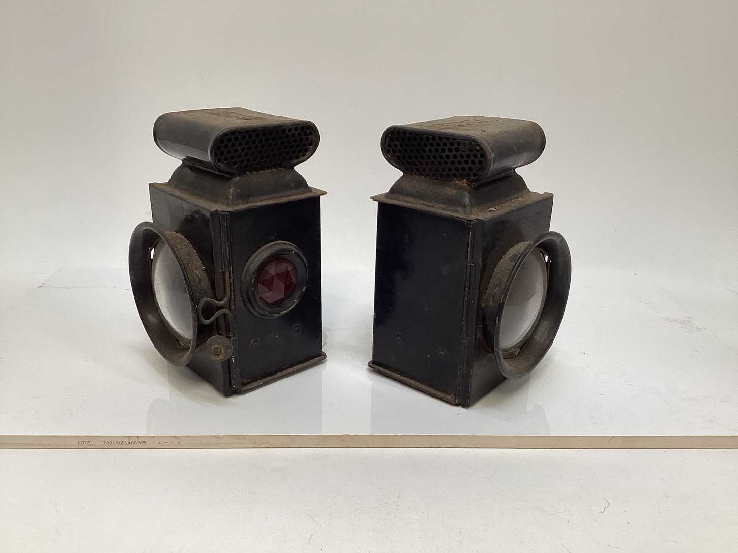 Pair Pre War Ford car lamps, branded to the tops and stamped 'Raydoytt' patent motor lamp (2) - Image 2 of 7