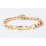 18ct gold curb link identity bracelet 'Delia' and two spare links