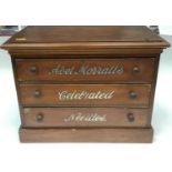 Late Victorian 'Abel Morrall's celebrated needles' three draw shop display box