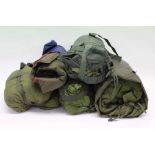 One box containing military sleeping bags, together with camouflage uniform items and other militari