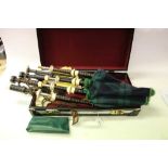 Set of 20th century Scottish bagpipes, probably by David Naill & Co. with silver and ivory mounts (B