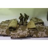 One box of modern military camouflage battle dress and boots (qty)