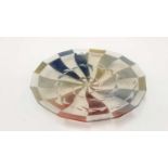 Studio glass dish by John Chipperfield, polychrome decorated with an abstract fish pattern
