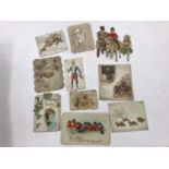 Collection of Victorian and later greeting cards in Victorian work box