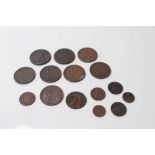 G.B. - Mixed copper to include Farthings James II 1672 GF/VG, William and Mary 1694 GF, Pennies Geor