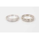 Two 9ct white gold diamond set half eternity style rings