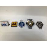 Collection of Eleven Vintage AA car badges, together with four RAC badges and group of 1950's and la