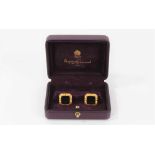 Pair of Asprey & Garrard 18ct gold and hematite square panel cufflinks