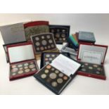 G.B. - The Royal Mint Proof sets to include 1970, 1974, 1975, 1977, 1979, 1987, 1988 (N.B. Red case)