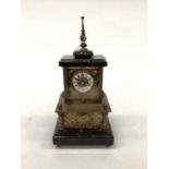 Early 20th century marble and brass musical alarm clock, good working order