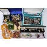 Collection of vintage and costume jewellery to include silver charm bracelets