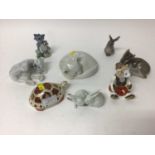 Five Royal Copenhagen porcelain models - Polar Bear no 729, Cat no 422, Deer no 2648, Rabbit no 1019