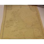 Collection of fourteen Second World War British Islands and Adjacent waters naval tide maps, mostly