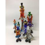 Collection of Murano glass clowns (7)