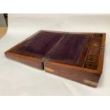 Victorian brass bound mahogany writing slope with label to interior