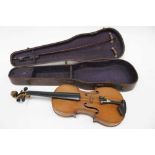 Antique violin with two piece back, Amati label