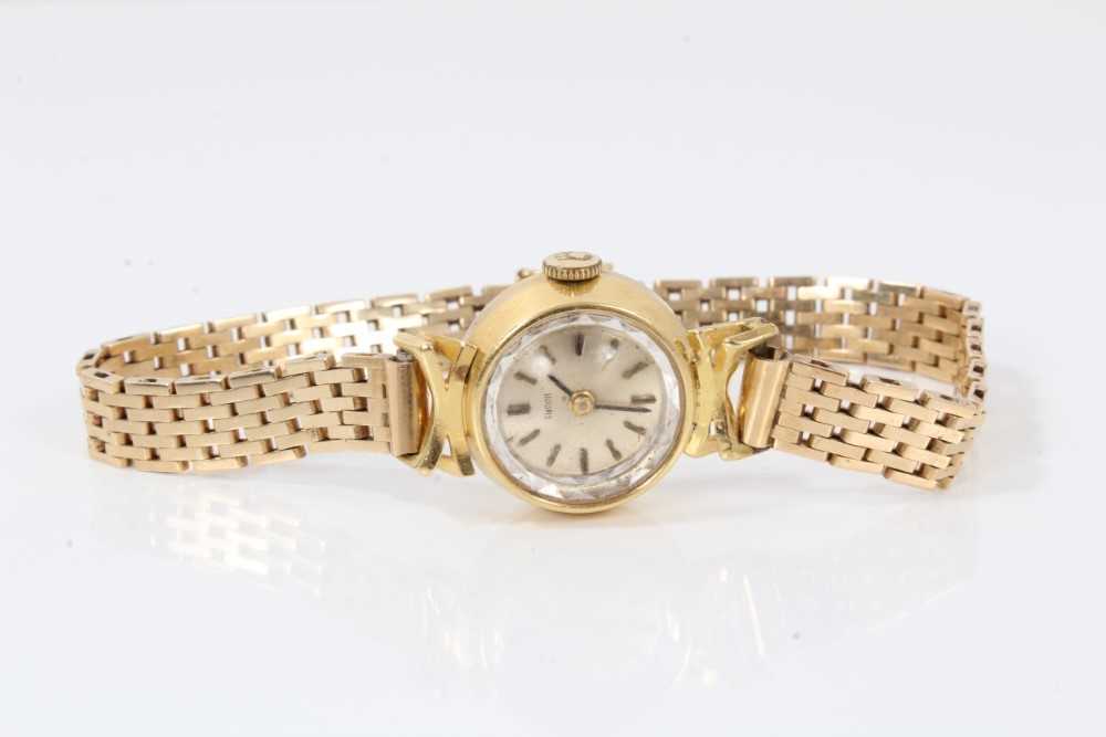 Ladies Tudor 18ct gold cased wristwatch on 14ct gold bracelet