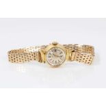 Ladies Tudor 18ct gold cased wristwatch on 14ct gold bracelet