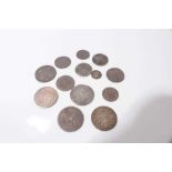 G.B. - Mixed silver coinage to include James II Penny 1686 VF, William III Six Pence 1696 VG-AF, Geo