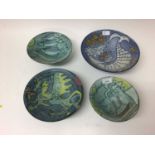 Four studio pottery bowls by Tessa Fuchs