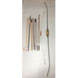 Vintage Apollo Falcon metal bow and group of arrows