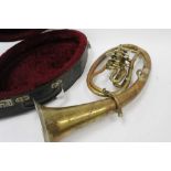 Antique German brass rotary tenor horn