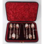 Good quality set of six Victorian silver teaspoons and matching pair sugar tongs