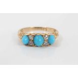 Victorian 18ct gold turquoise and diamond ring
