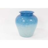 Large mottled blue art glass vase