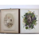 Victorian Wild Flower Illustrated Photograph Album Carte de Visites and Cabinet cards plus a box of