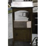 Unusual grained toleware potcupboard with scaglolia marble top on splayed legs 37 cm