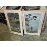 Pair of Chinoiserie painted mirrors