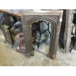 Victorian Gothic cast iron fire surround 91.5 x 61 cm