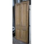 Two pairs of antique pine panelled doors, 233 x 93cm and 191 x 93cm respectively