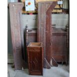 19th century pine faux bamboo bed, with carved head and footboard and side rails, approximately 134c