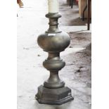 Large metalware baluster lamp, in the 17th century style, 67cm high