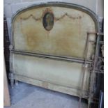 Late 19th / early 20th century Continental polychrome painted headboard and footboard, painted with