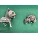 Mummified cat’s head and rat, together in glazed case