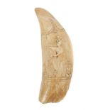 19th century carved whales tooth depicting Britannia
