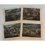 Henry Alken, set of four early 19th century hand coloured stipple engravings
